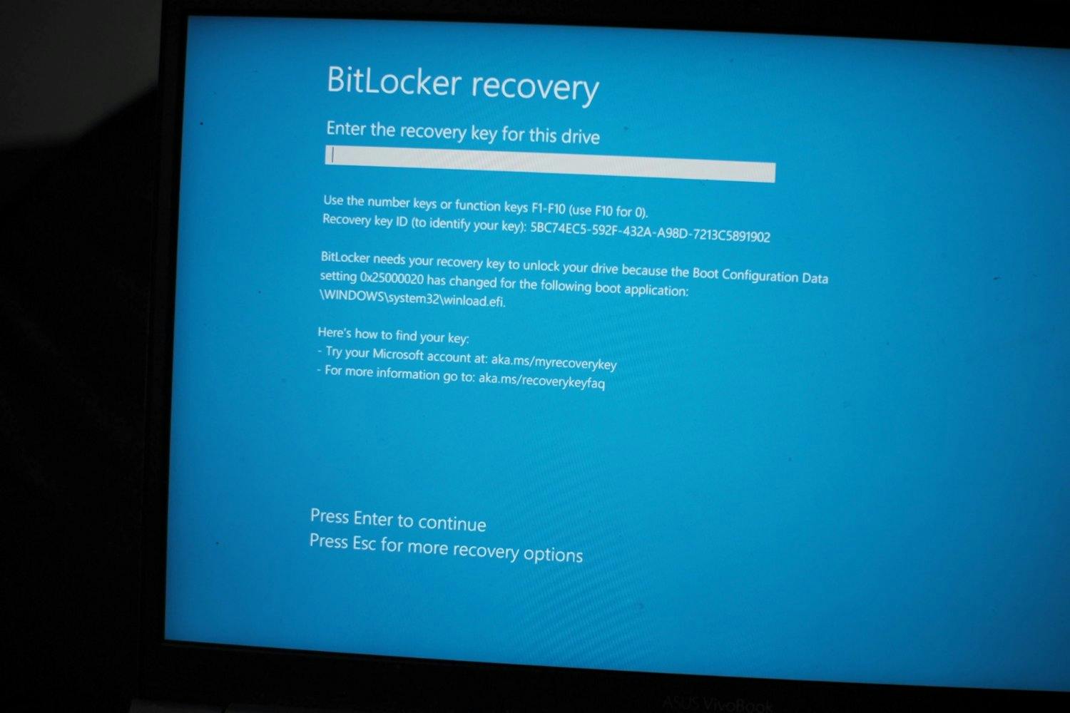 Bitlocker recovery Efter den fejlfyldte opdatering er adskillige pc'er strandet på denne skærm under opstarten, hvor pc'en kræver en BitLocker-kode. Selv hvis du har en kode til BitLocker, får det ikke pc'en på benene igen.